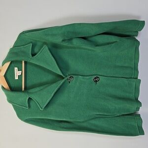 Coldwater Creek Green Cotton Anchor Button Blazer - Size XL/14